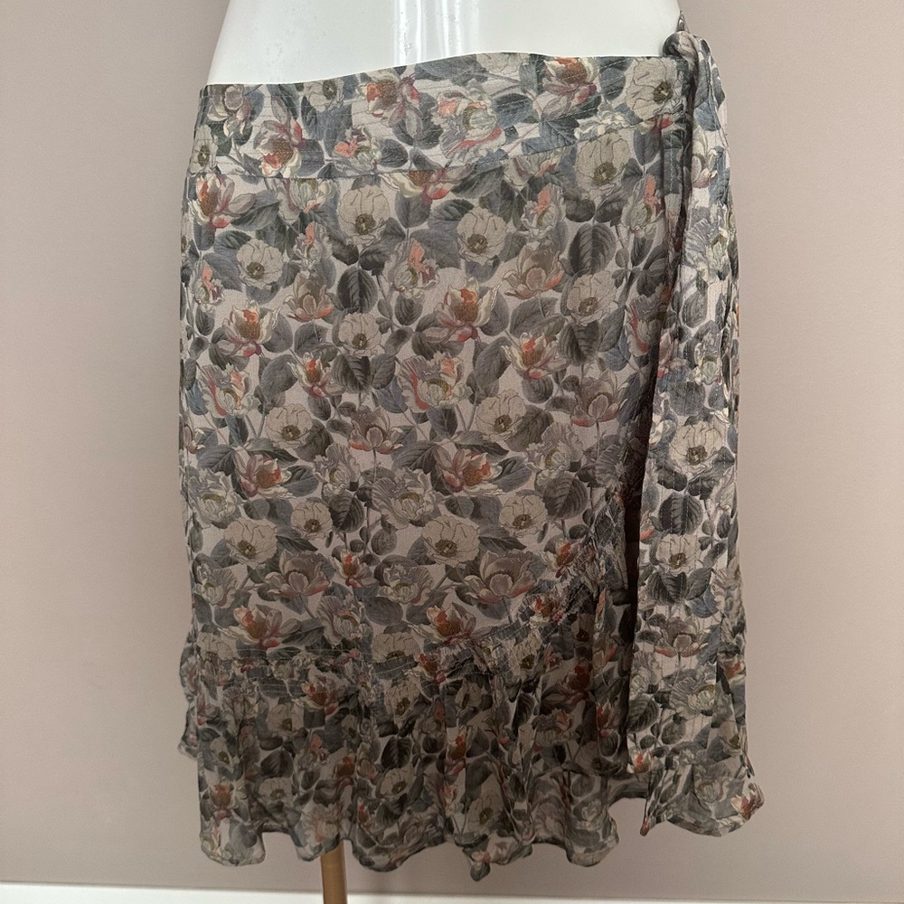 Floral Ruffle Mini Skirt - Olive Multi - Picture 4 of 10